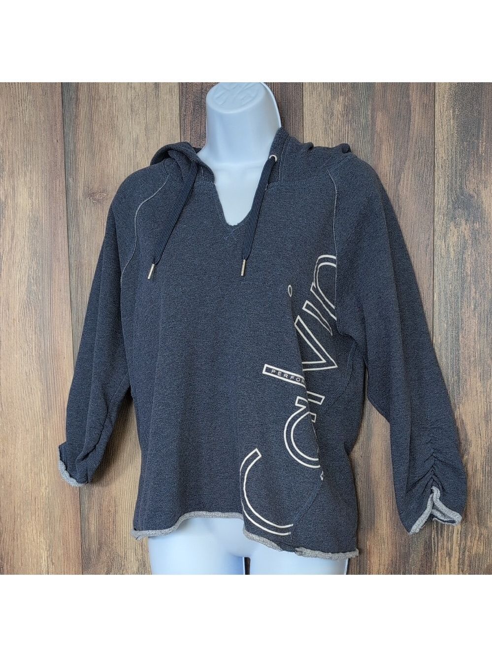 Calvin Klein Crop Cut V Neck Hoodie L F141